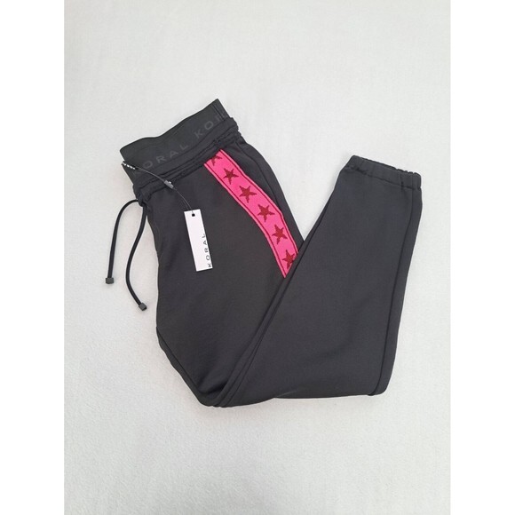 Revolve NEW Koral Activewear Napo Valo Sweatpant Pink Stars Strip Crop Small S - Picture 3 of 10